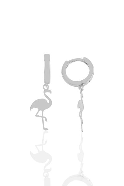 Gümüş flamingo küpe Gümüş