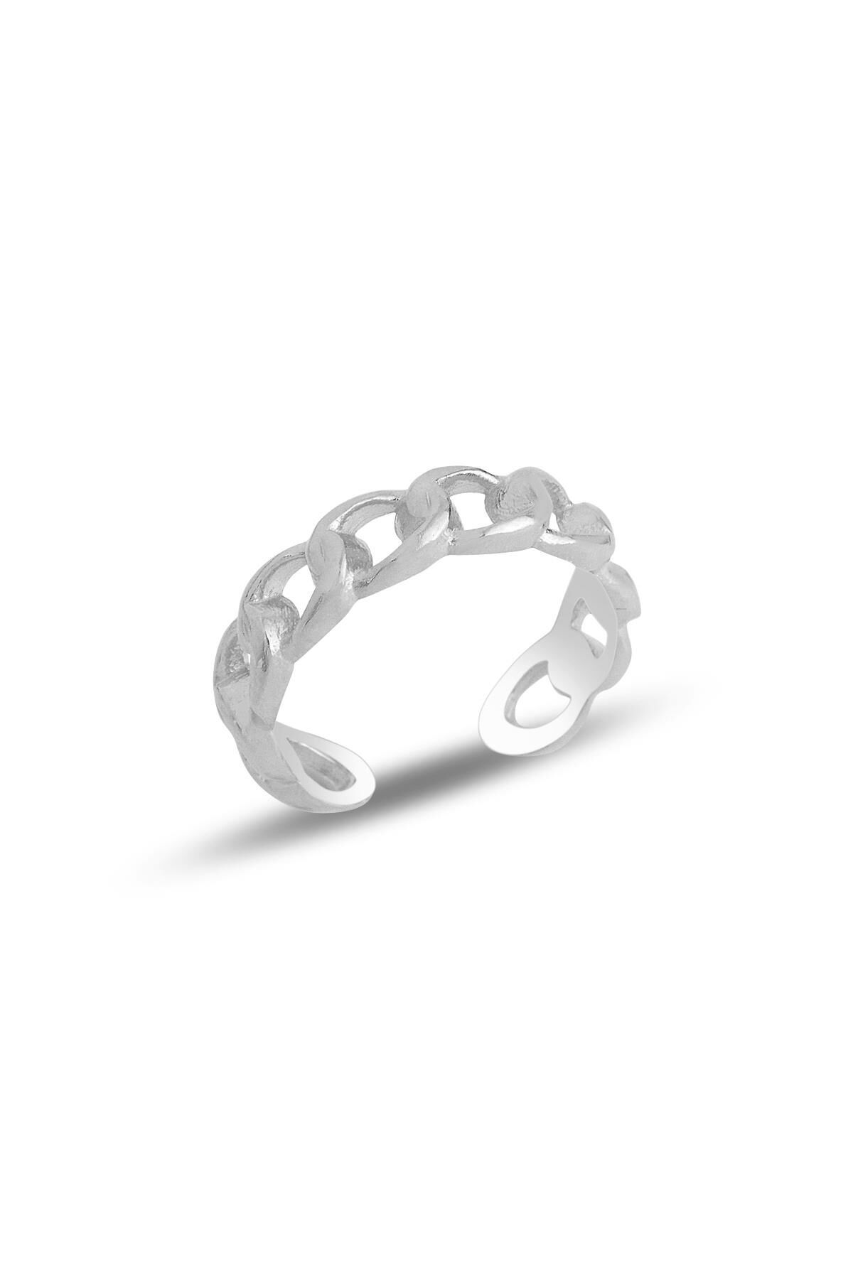 Gümüş rodyumlu ayarlamalı zincir modeli eklem yüzük SGTL11688RODAJ