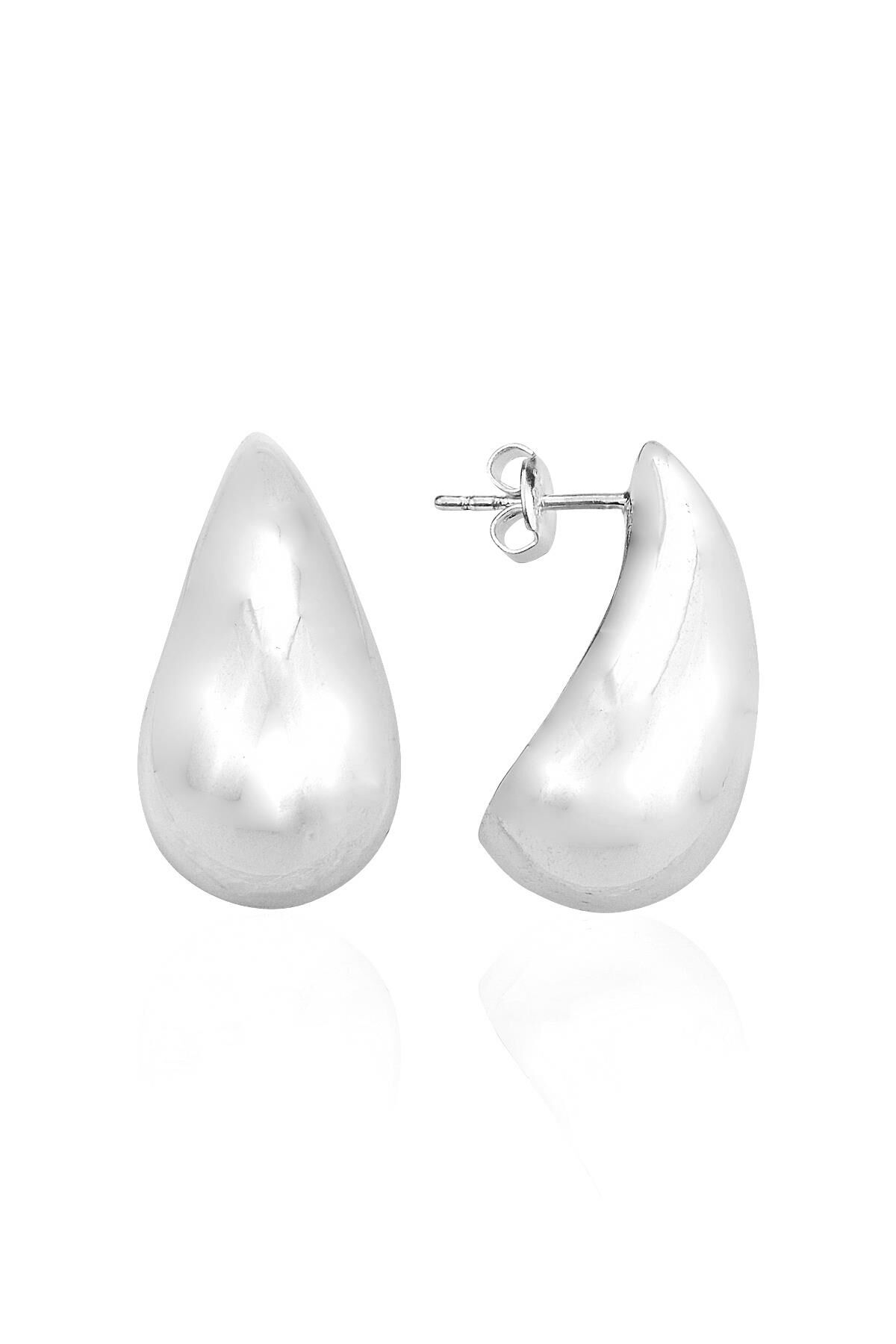 Gümüş rodyumlu Bottega İtalyan Gözyaşı Damla Küpe SGTL12415RODAJ