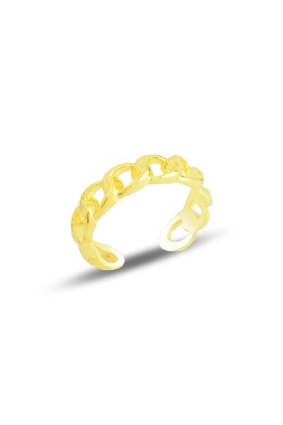 Gümüş altın yaldızlı ayarlamalı zincir modeli eklem yüzük SGTL11688GOLD