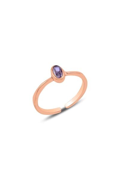 Gümüş rose ametist ayarlamalı yüzük SGTL10161AMETİS