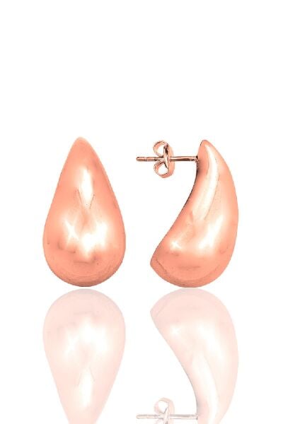 Gümüş Rose Bottega İtalyan Gözyaşı Damla Küpe SGTL12415ROSE