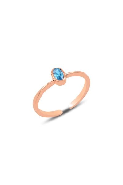 Gümüş rose akuamarin taşlı ayarlamalı yüzük SGTL10161AKUAMARİN