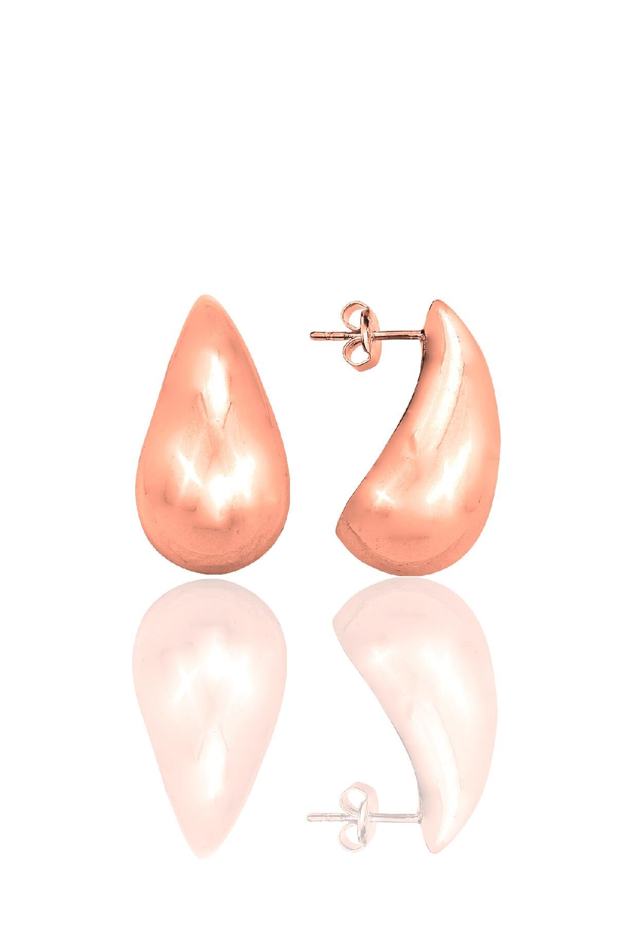 Gümüş Rose Bottega küçük İtalyan Gözyaşı Damla Küpe SGTL12416ROSE