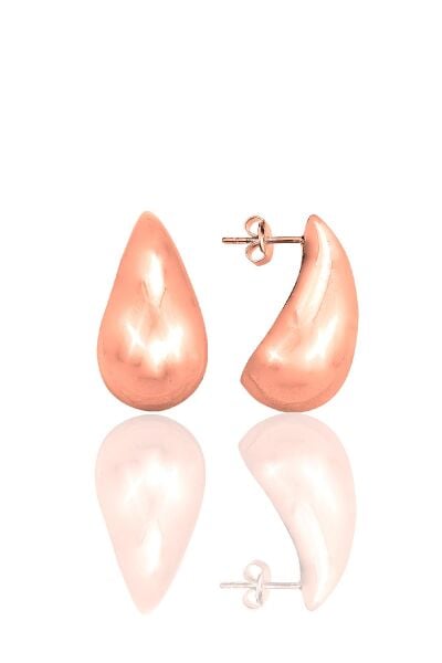 Gümüş Rose Bottega küçük İtalyan Gözyaşı Damla Küpe SGTL12416ROSE