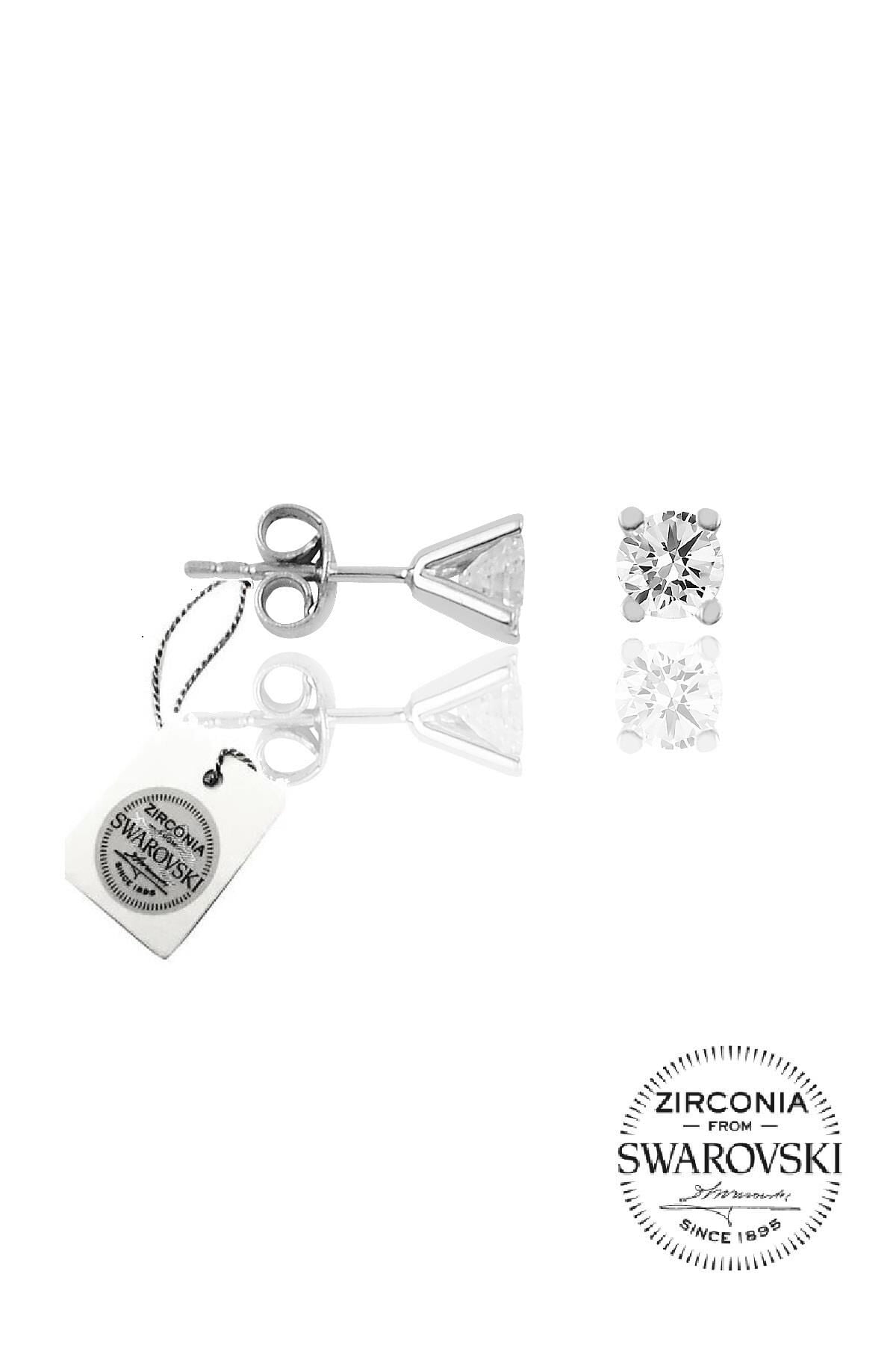 Gümüş Swarovski tek taş küpe SGTL20504A