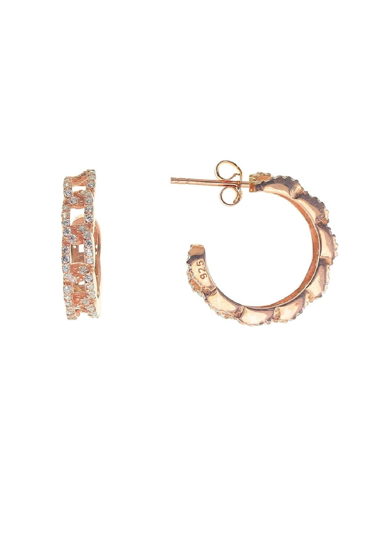 Gümüş yarım halkalı zincir modeli küpe SGTL8808