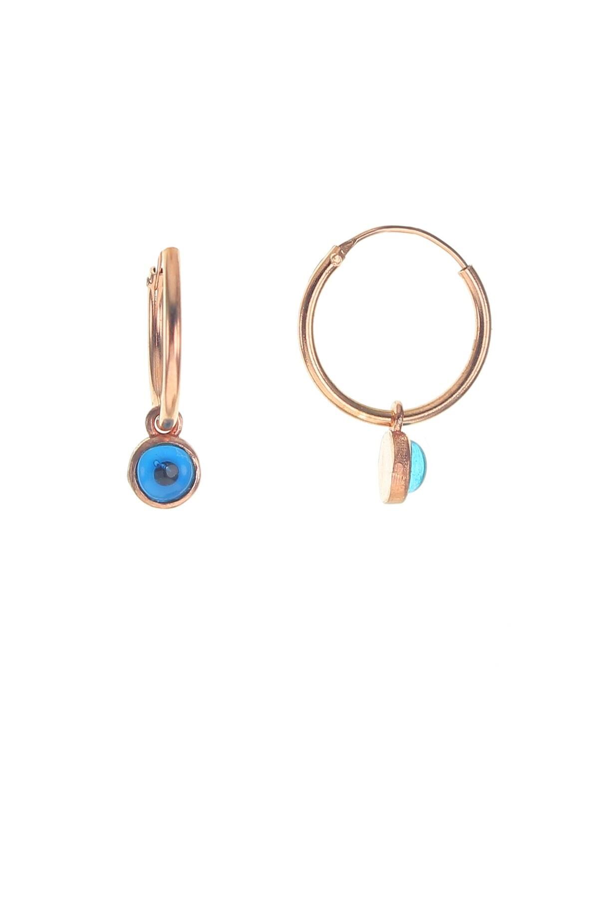 Gümüş nazar boncuklu halka küpe SGTL8809