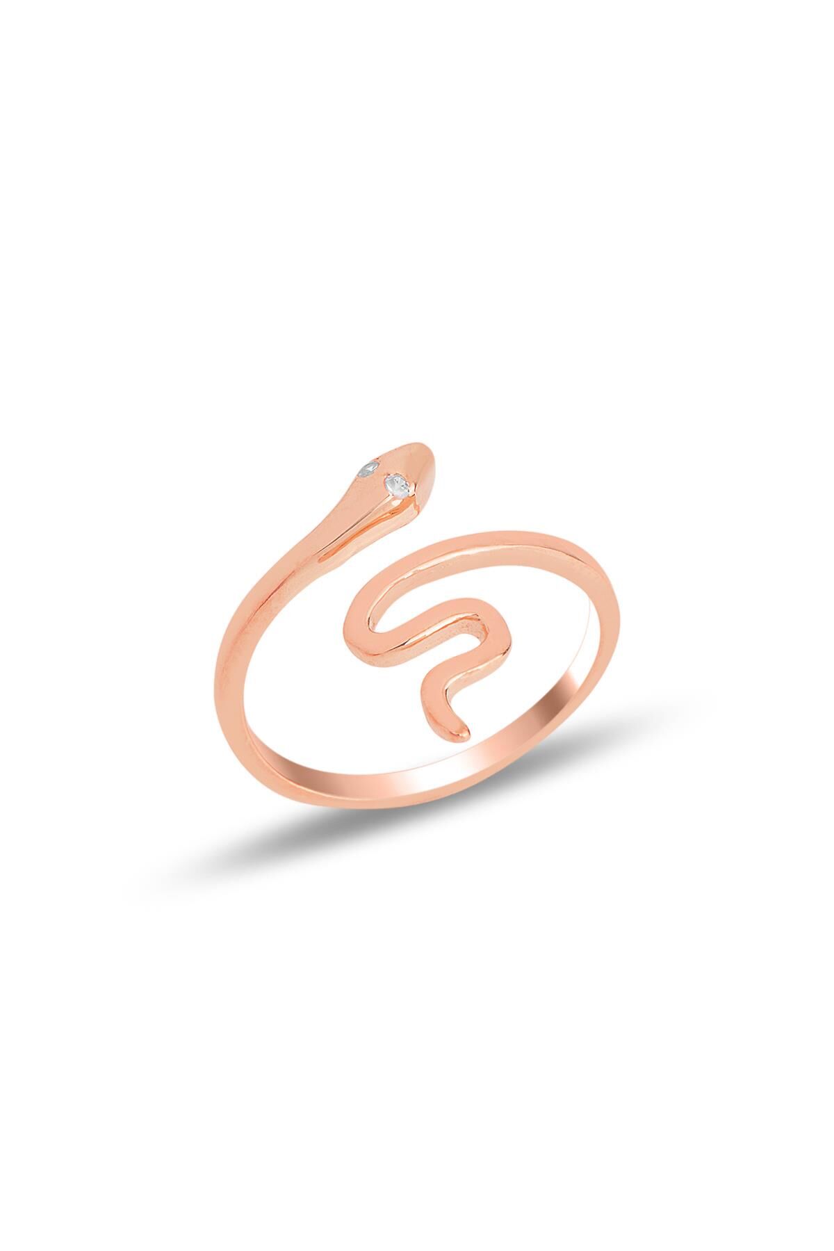 Gümüş rose ayarlamalı yılan yüzük SGTL11686ROSE