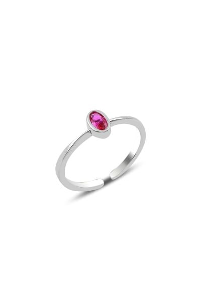 Gümüş rodyumlu füşya taşlı ayarlamalı yüzük SGTL10162FUSYA