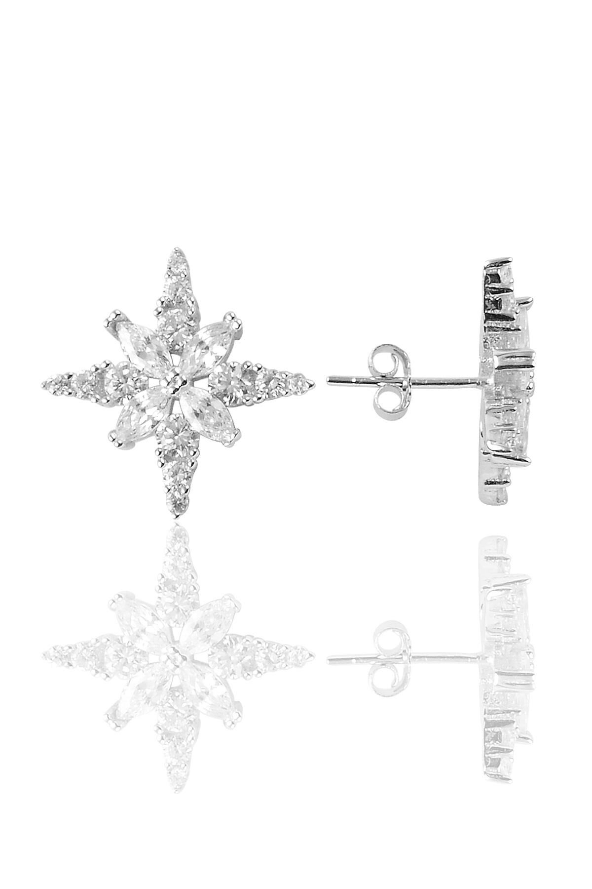 Gümüş zirkon taşlı yıldız küpe SGTL9177