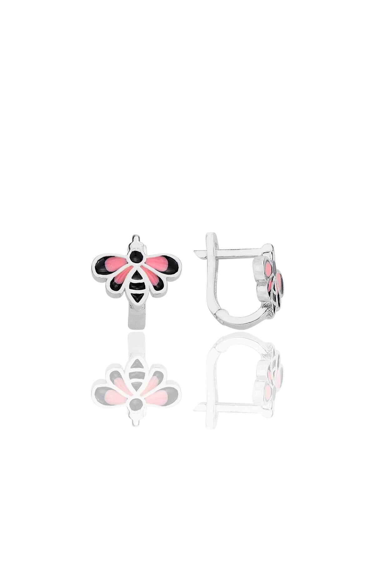 Gümüş mineli arı modeli çocuk küpesi SGTL12419RODAJ