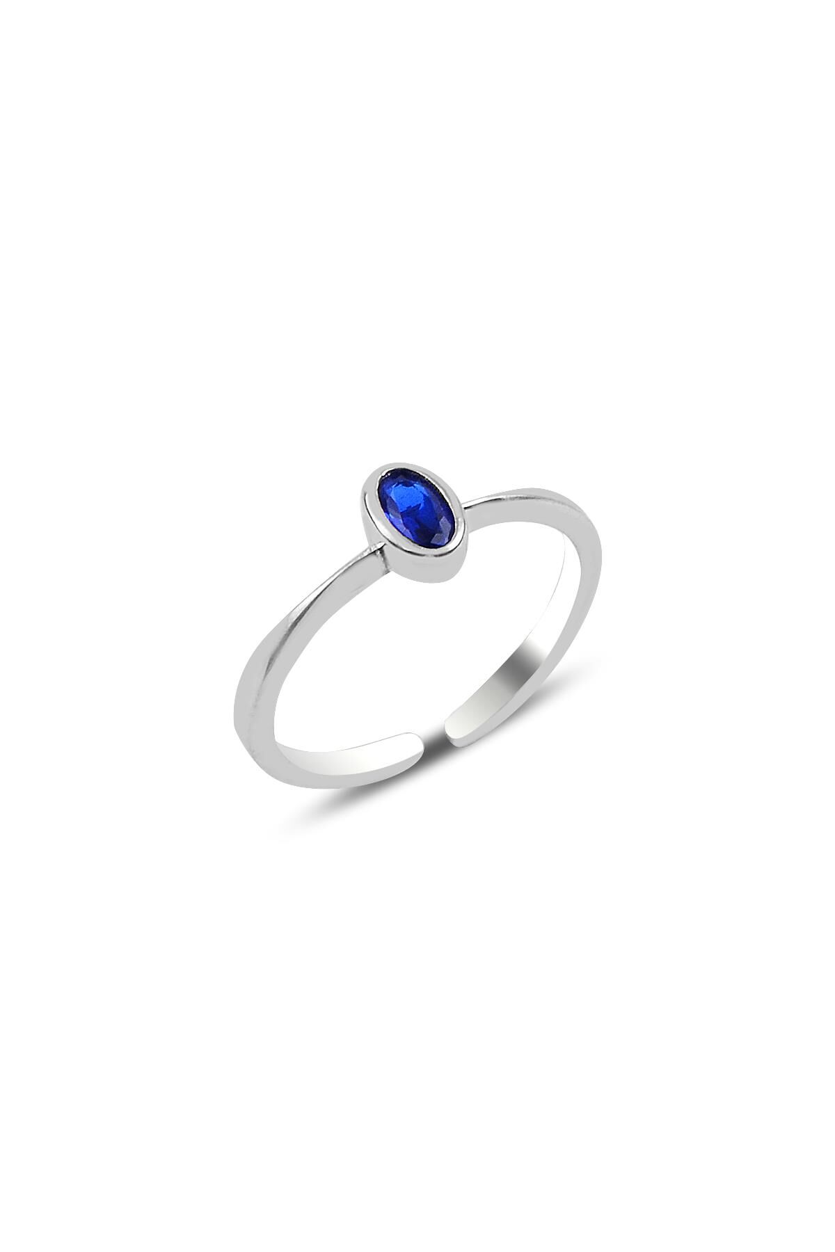 Gümüş rodyumlu safir taşlı ayarlamalı yüzük SGTL10162SAFIR