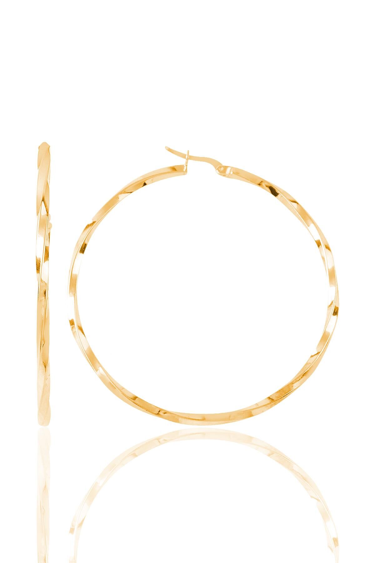 Gümüş rose burma modeli büyük halka küpe SGTL8813