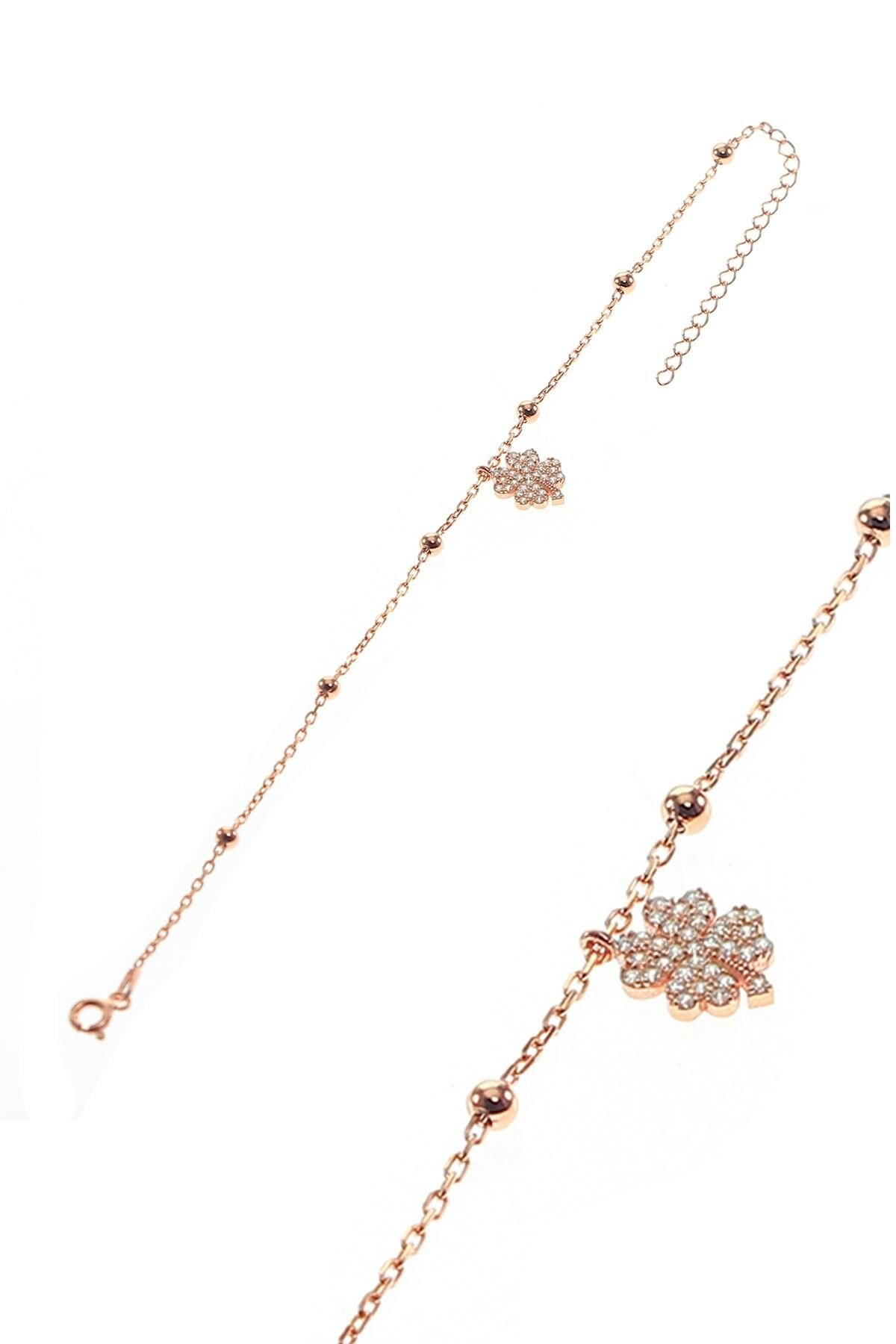 Gümüş yonca ve toplu zincir bileklik SGTL8849