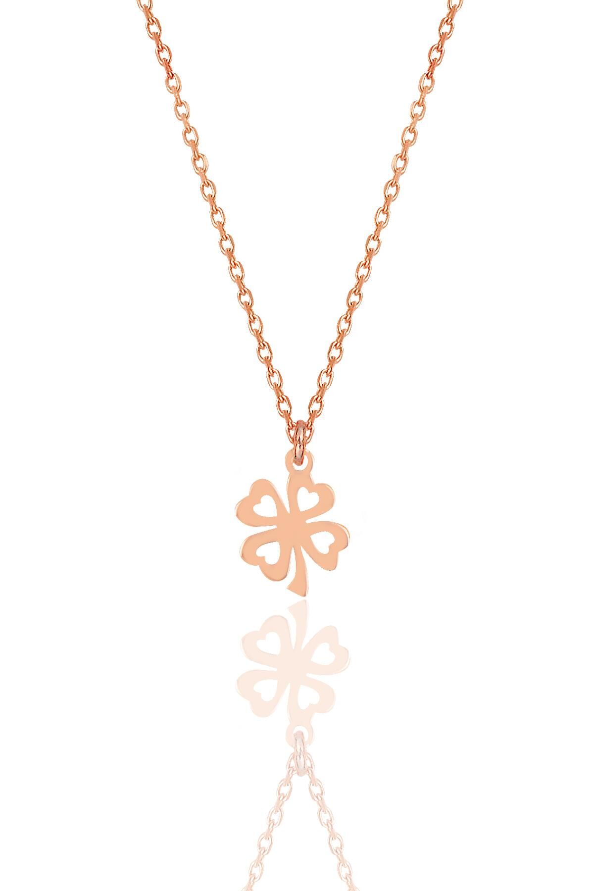 Gümüş rose yonca kolye SGTL12009ROSE