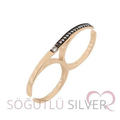 çiftli rose gümüş yüzük SGTL2973