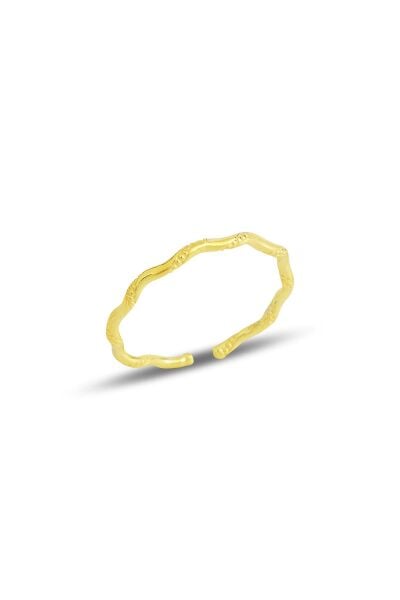 Gümüş altın yaldızlı ayarlamalı ince burgu yüzük SGTL11684GOLD