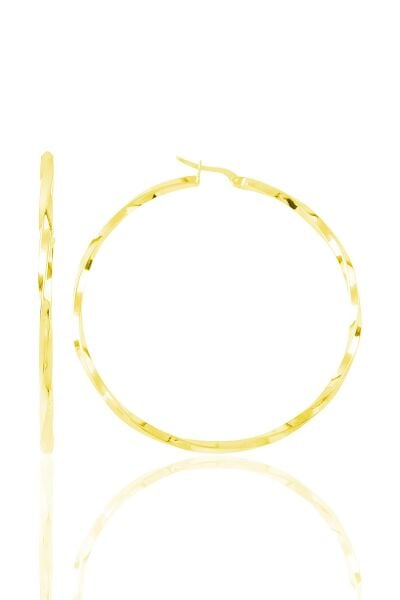 Gümüş yaldızlı burma modeli büyük halka küpe SGTL8817