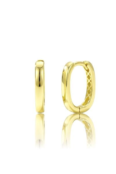 925 Ayar Gümüş Küpe Altın Kaplama Oval Halka Küpe -  U model-Halka Tasarım SGTL13269GOLD