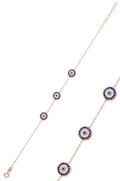 Gümüş rose zirkon taşlı nazar bileklik  SGTL11171ROSE