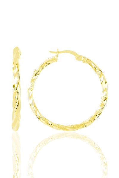 Gümüş yaldızlı burma modeli orta boy halka küpe SGTL8818