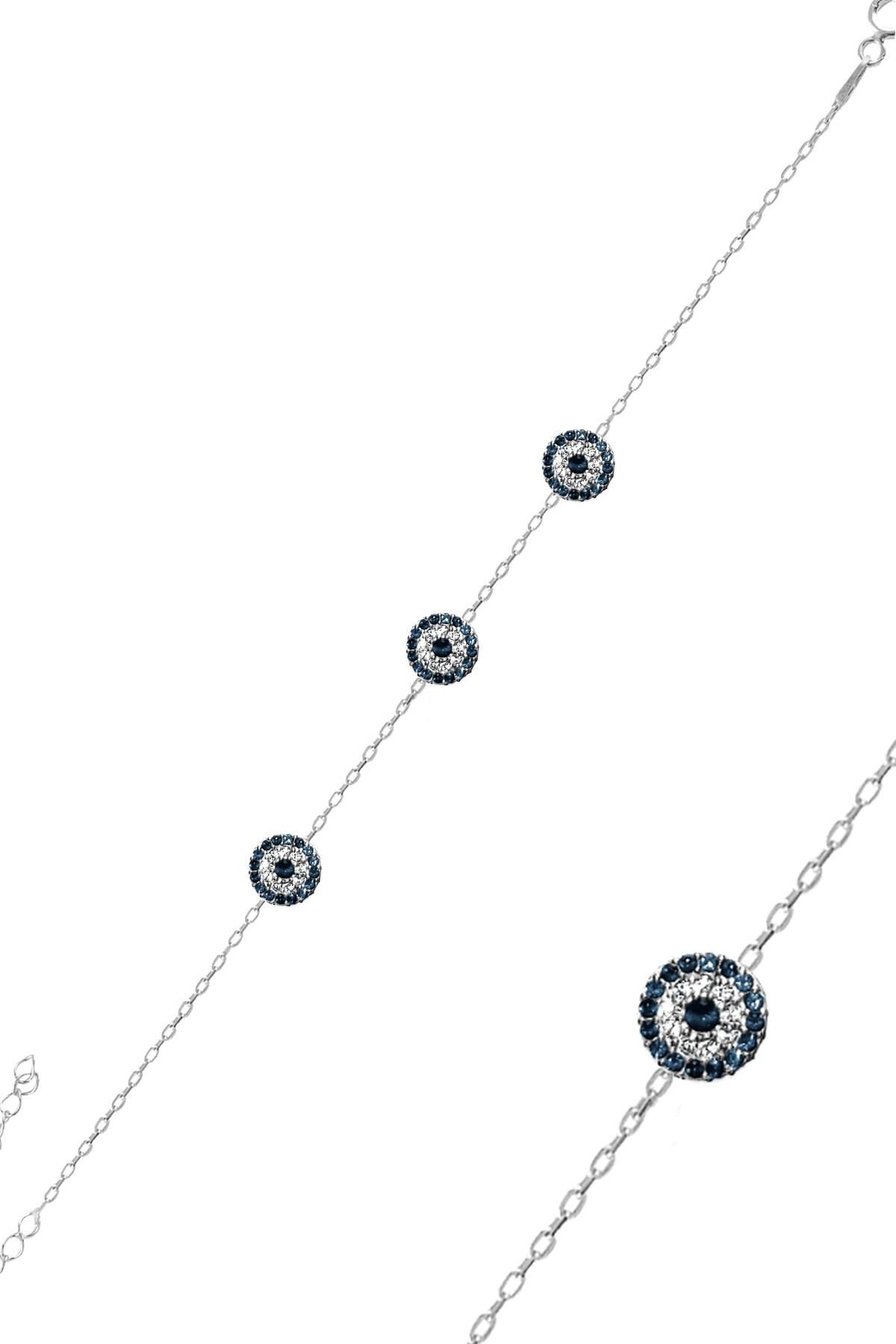 Gümüş rodyumlu zirkon taşlı nazar bileklik  SGTL11171RODAJ