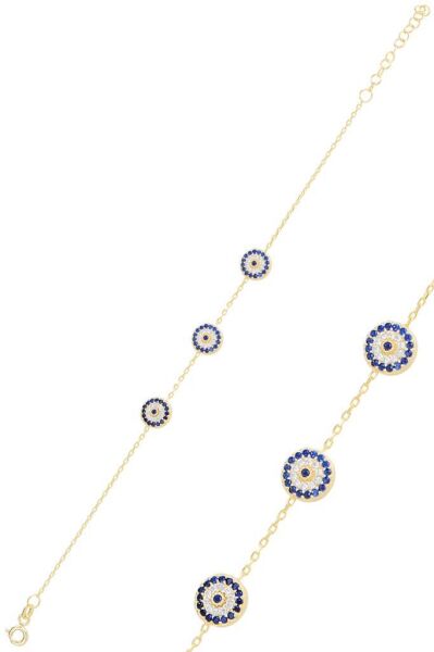 Gümüş altın yaldızlı zirkon taşlı nazar bileklik  SGTL11171GOLD