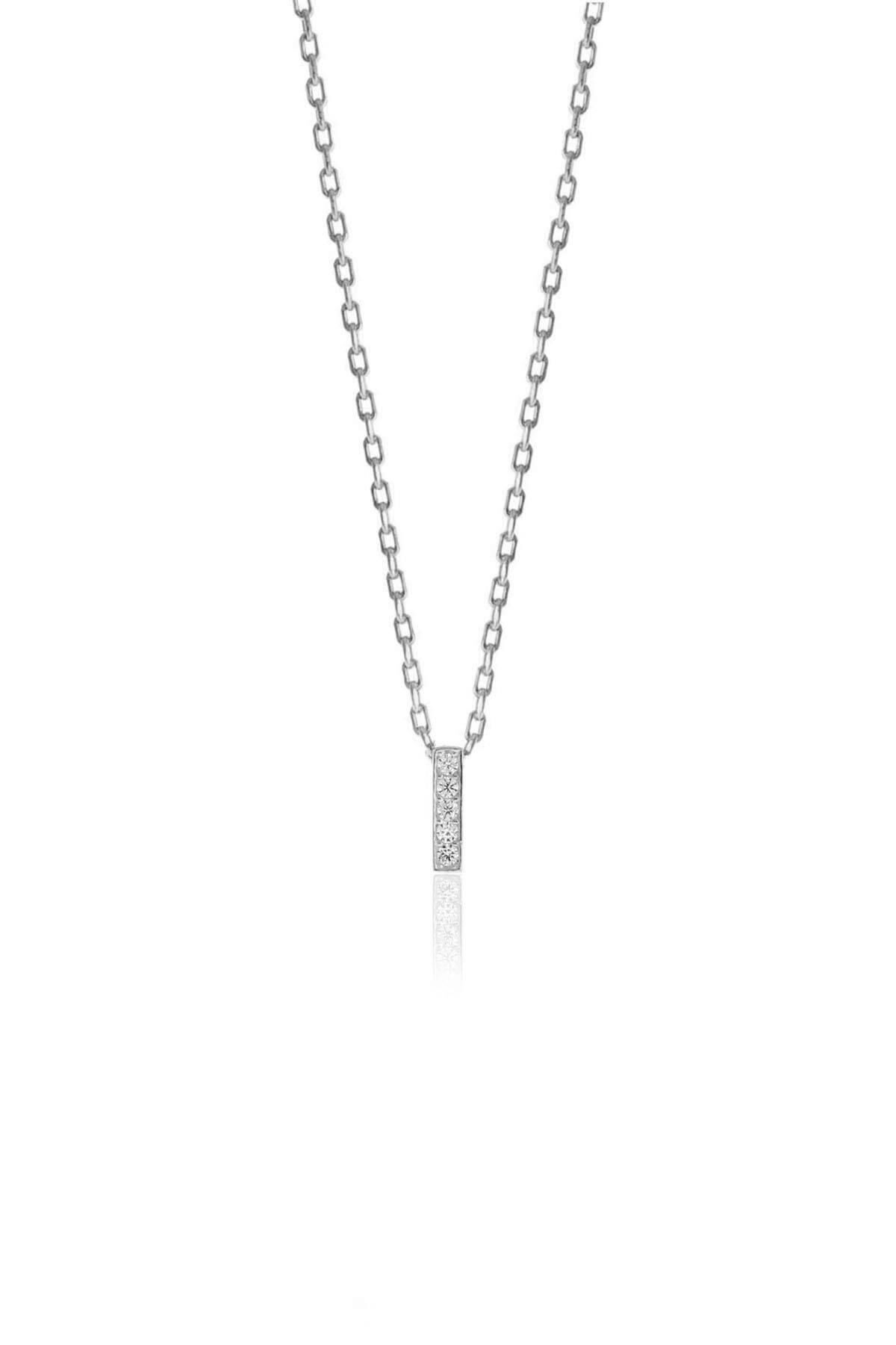 Gümüş  rodyumlu üç boyutlu minimal I gümüş harf kolye SGTL10619I