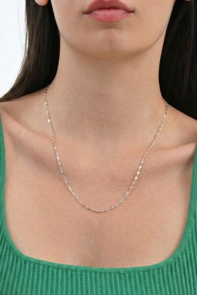 925 Ayar Gümüş Zincir Zarif  Aynalı Zincir Kolye Günlük ve Şık Kullanım