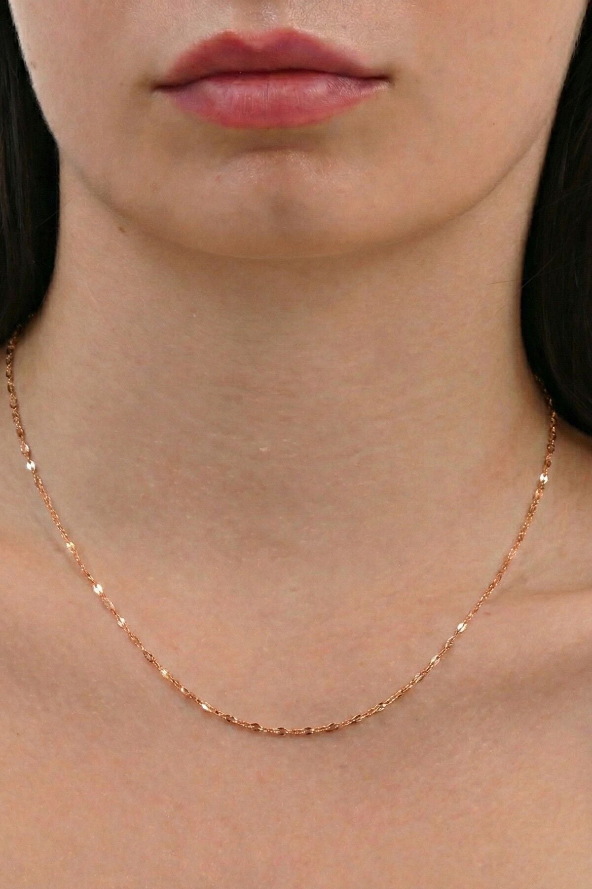 925 Ayar Gümüş Zincir Zarif  Aynalı Zincir Kolye Günlük ve Şık Kullanım