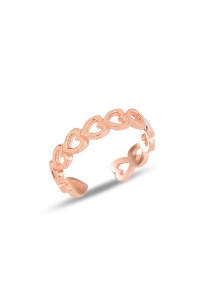 Gümüş rose ayarlamalı bağlı kalpler yüzük SGTL11682ROSE