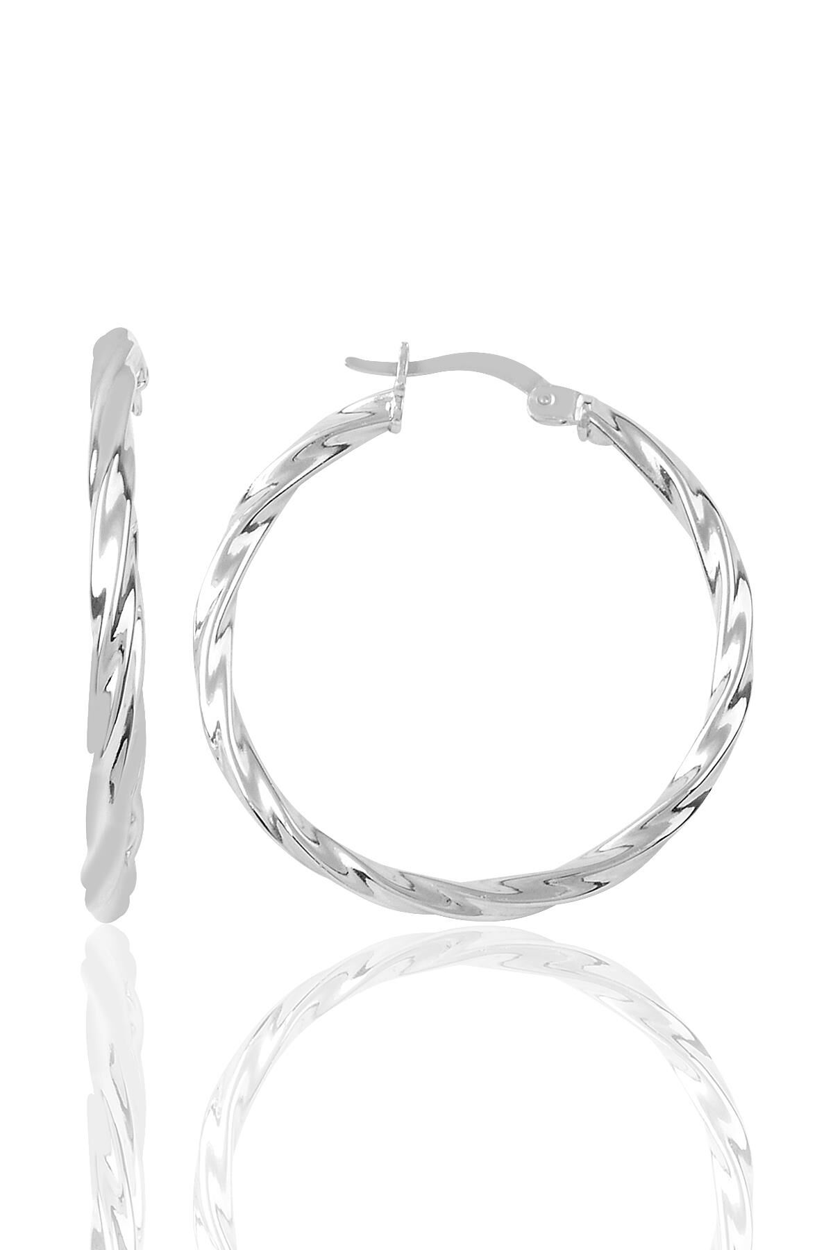 Gümüş rodyumlu burma modeli orta boy halka küpe SGTL8822