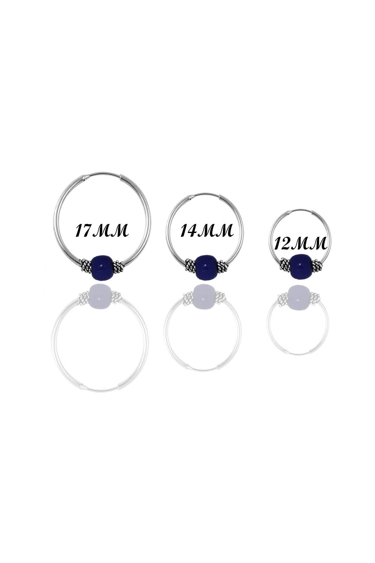Gümüş çivit mavisi  üç boydan oluşan halka küpeler SGTL11168RODAJ
