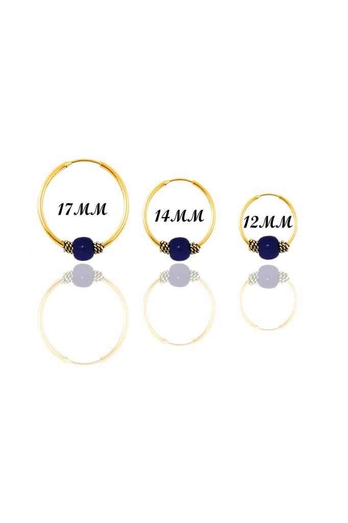 Gümüş altın yaldızlı  çivit mavisi  üç boydan oluşan halka küpeler SGTL11168GOLD