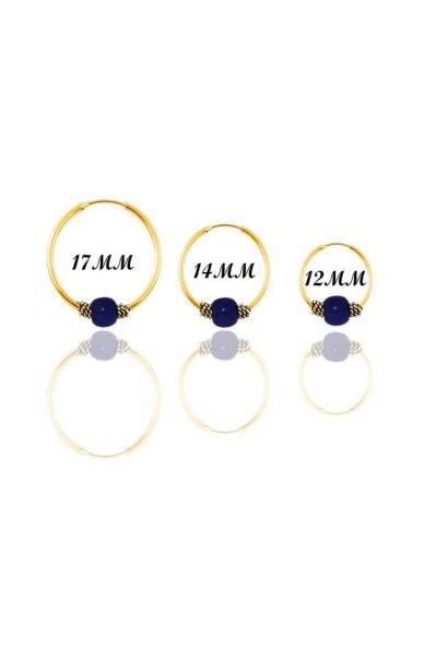 Gümüş altın yaldızlı  çivit mavisi  üç boydan oluşan halka küpeler SGTL11168GOLD