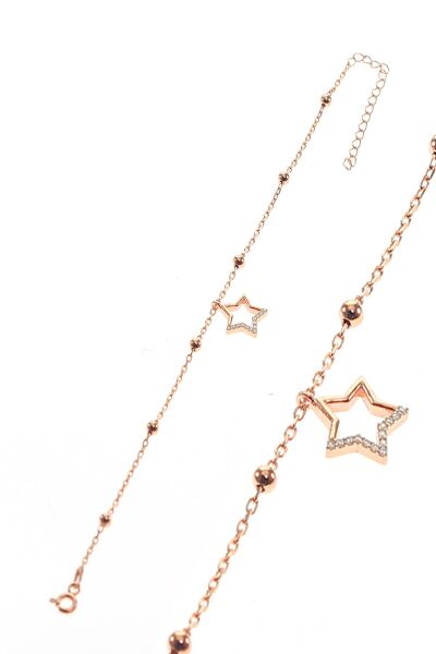 Gümüş yıldız ve toplu zincir bileklik SGTL8850