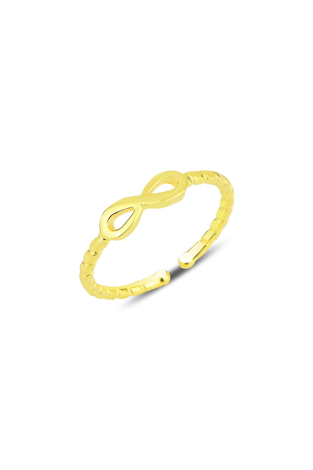 Gümüş altın yaldızlı sonsuzluk modeli ayarlamalı yüzük SGTL12171GOLD