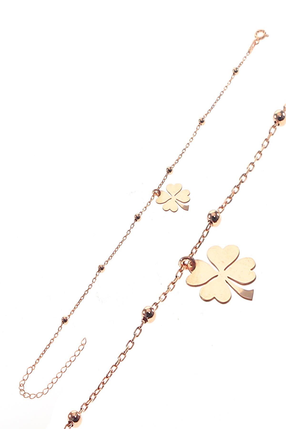 Gümüş yonca ve toplu zincir bileklik SGTL8851