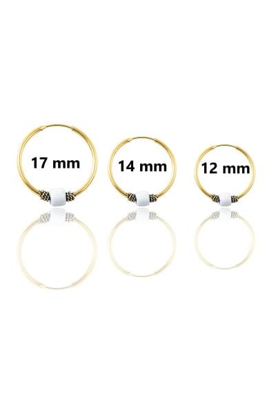 Gümüş altın yaldızlı beyaz taşlı  üç boydan oluşan halka küpeler SGTL11167GOLD