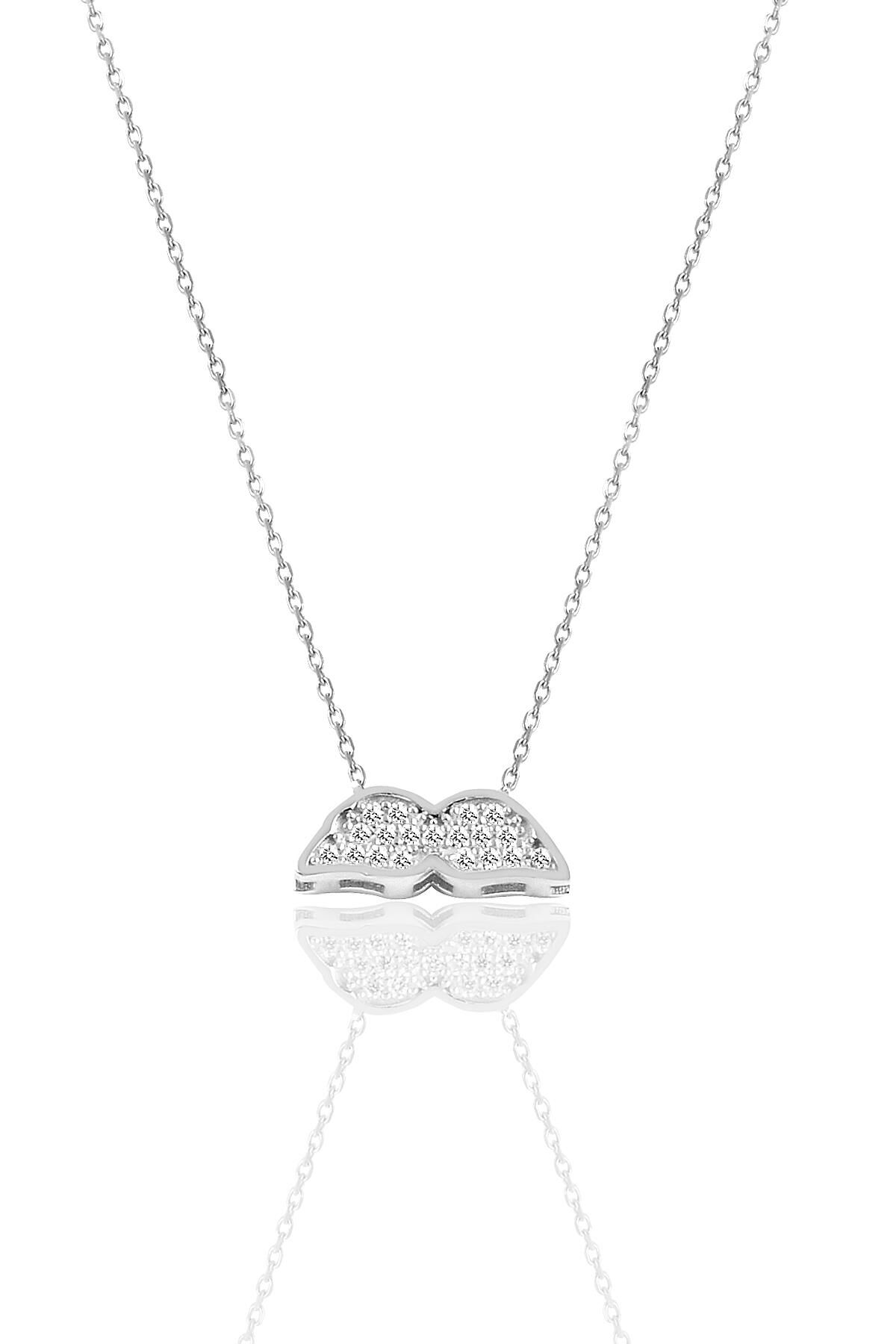 Gümüş rodyumlu zirkon taşlı kanat kolye SGTL10377KNT