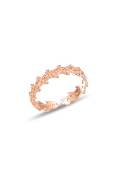 Gümüş rose ayarlamalı örgü yüzük SGTL11680ROSE