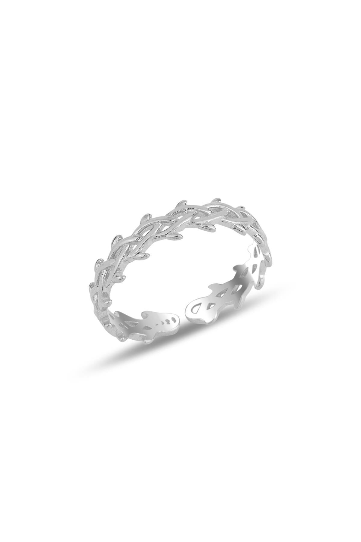 Gümüş rodyumlu  ayarlamalı örgü yüzük SGTL11680RODAJ