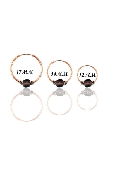 Gümüş rose açık kahverengi taşlı  üç boydan oluşan halka küpeler SGTL11166ROSE