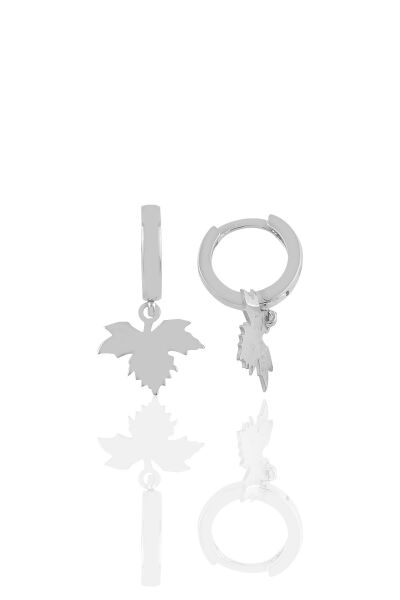 Gümüş çınar yaprağı  küpe