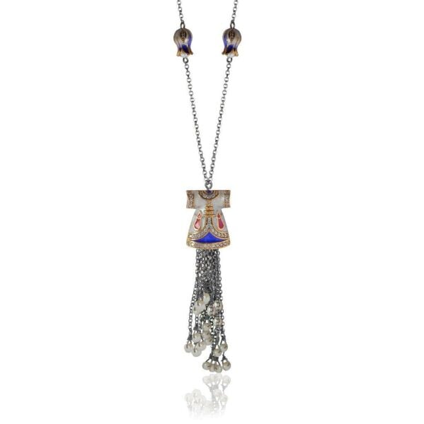 uzun zincirli püsküllü kaftan kolye SGTL4358