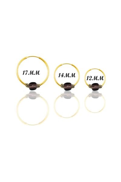 Gümüş altın yaldızlı açık kahverengi taşlı  üç boydan oluşan halka küpeler SGTL11166GOLD