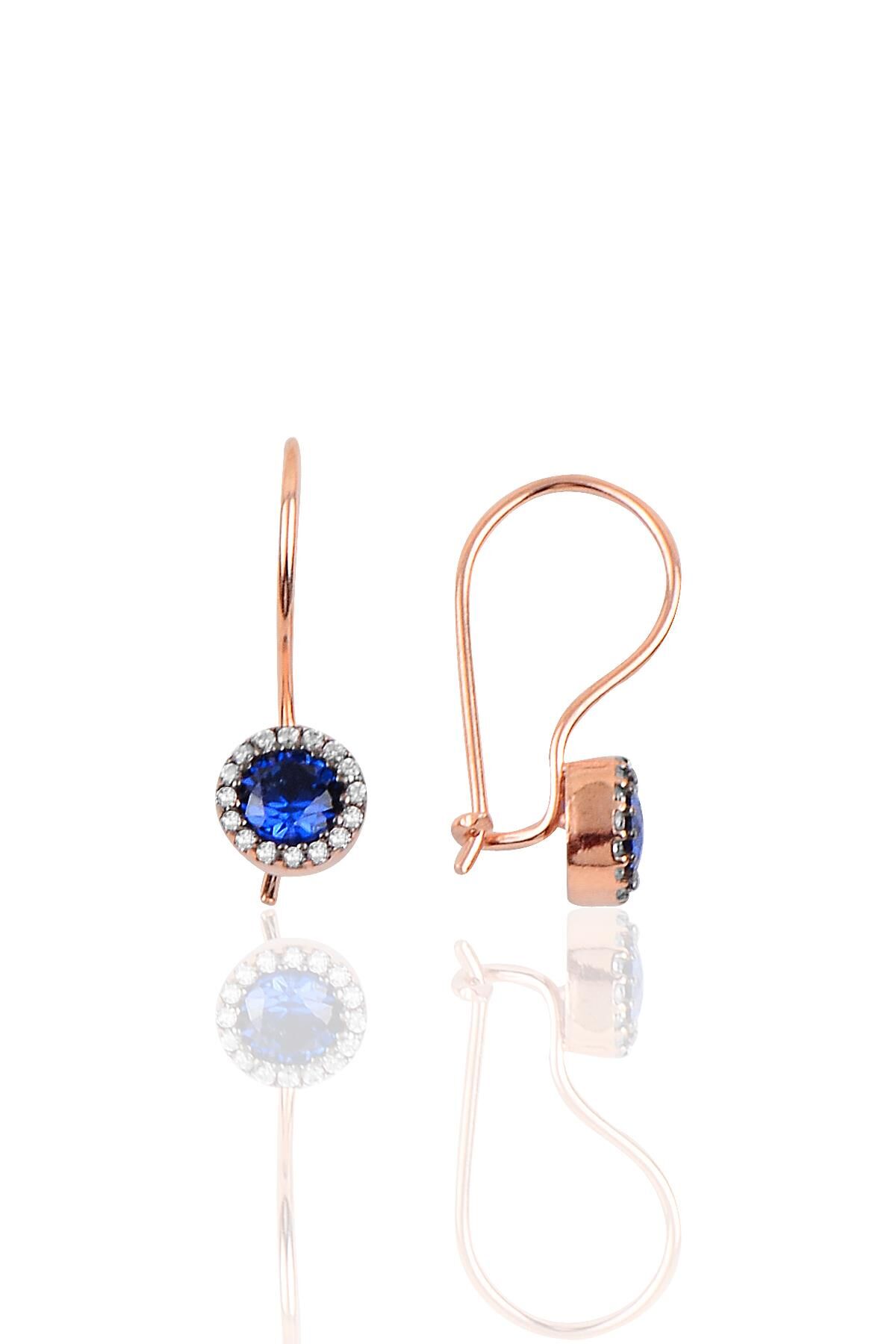 Gümüş safir renk taşlı çengelli küpe SGTL10069SAFİR SGTL10069SAFİR