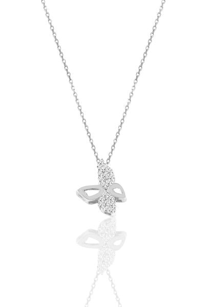 Gümüş rodyumlu zirkon taşlı kelebek kolye  SGTL10379
