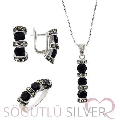 onix taşlı üçlü set set8140